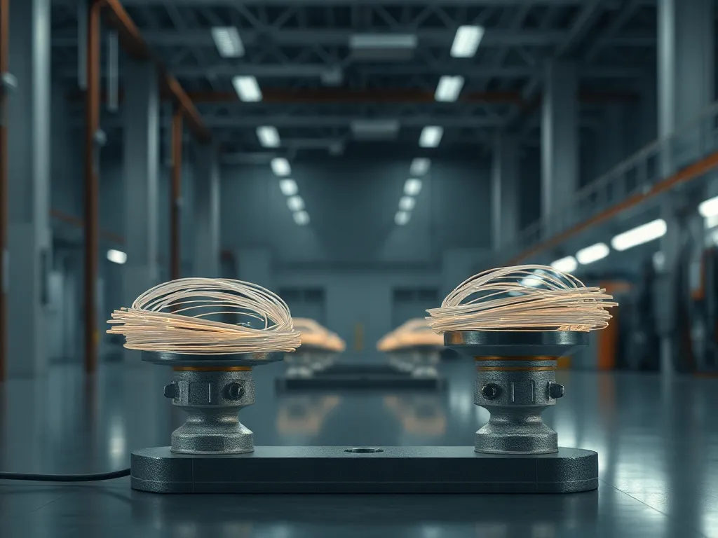 Abstract industrial visualization of balanced scales made of