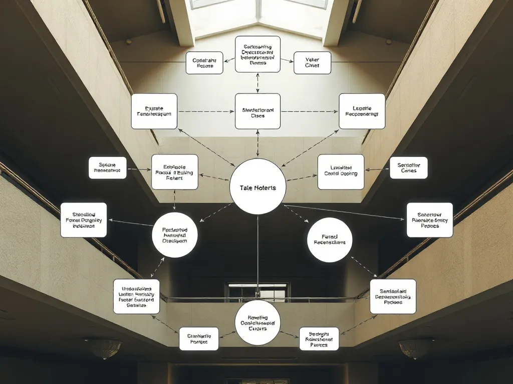 A technical diagram showing interconnected nodes representin
