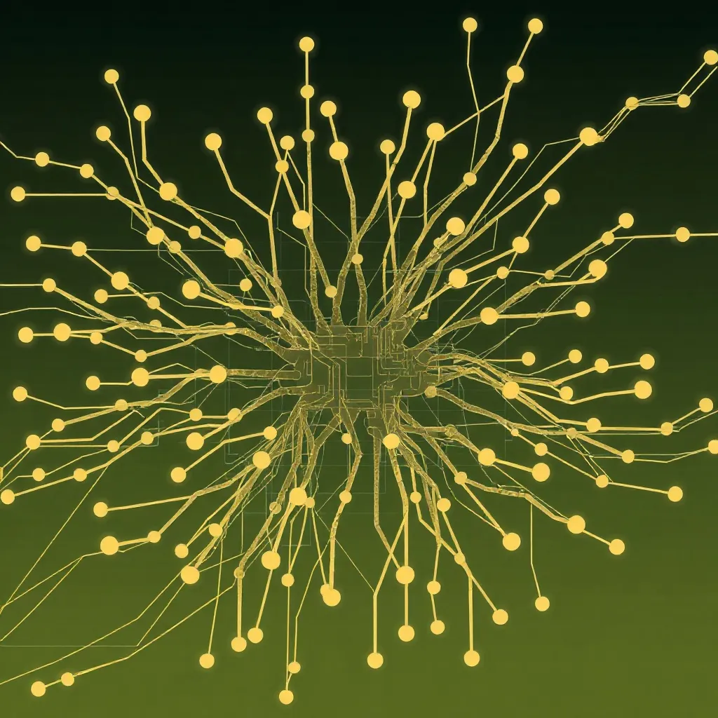 High-tech abstract visualization of neural network pathways,