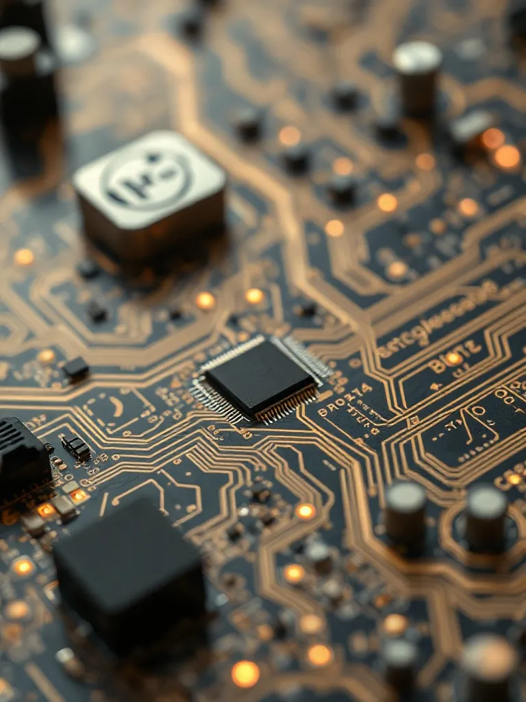 A macro technical photograph of a high-precision circuit boa